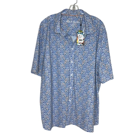 Robert Graham Del Sol Multi Print Button Up Short Sleeve Classic Fit Stretch 4XL - Picture 2 of 11